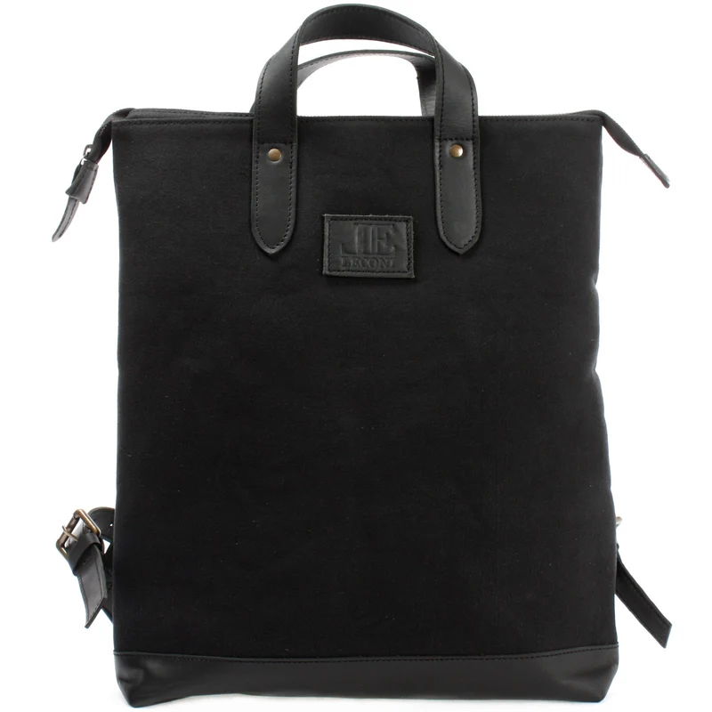 Freizeitrucksack Rucksack DIN A4 Canvas Leder schwarz LE1021