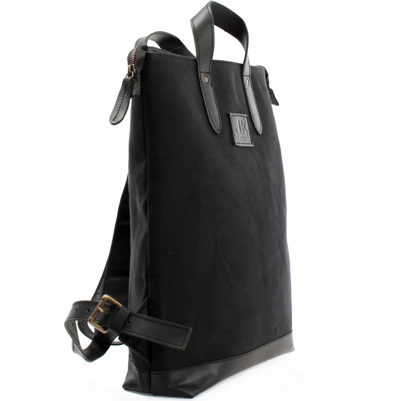 Freizeitrucksack Rucksack DIN A4 Canvas Leder schwarz LE1021