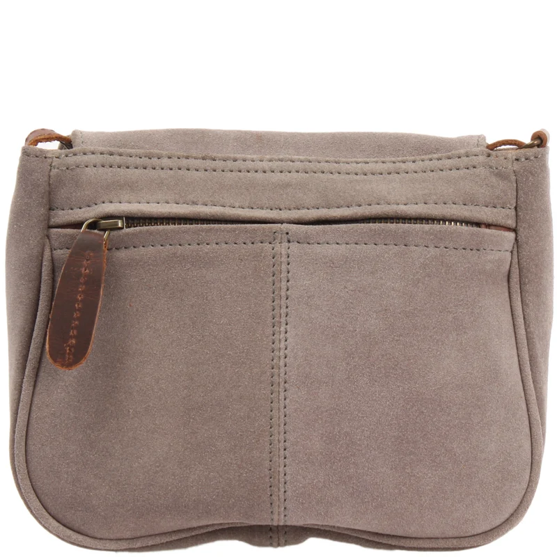 kleine Umhängetasche Ledertasche Damentasche Schultertasche Veloursleder grau LE3047