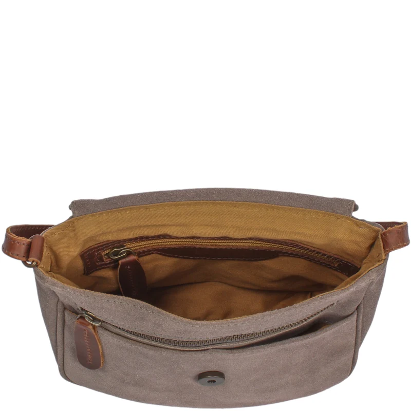 kleine Umhängetasche Ledertasche Damentasche Schultertasche Veloursleder grau LE3047