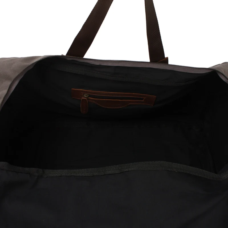 großer Weekender Reisetasche Sporttasche Damen Herren Leder Canvas 60cm grau LE2019