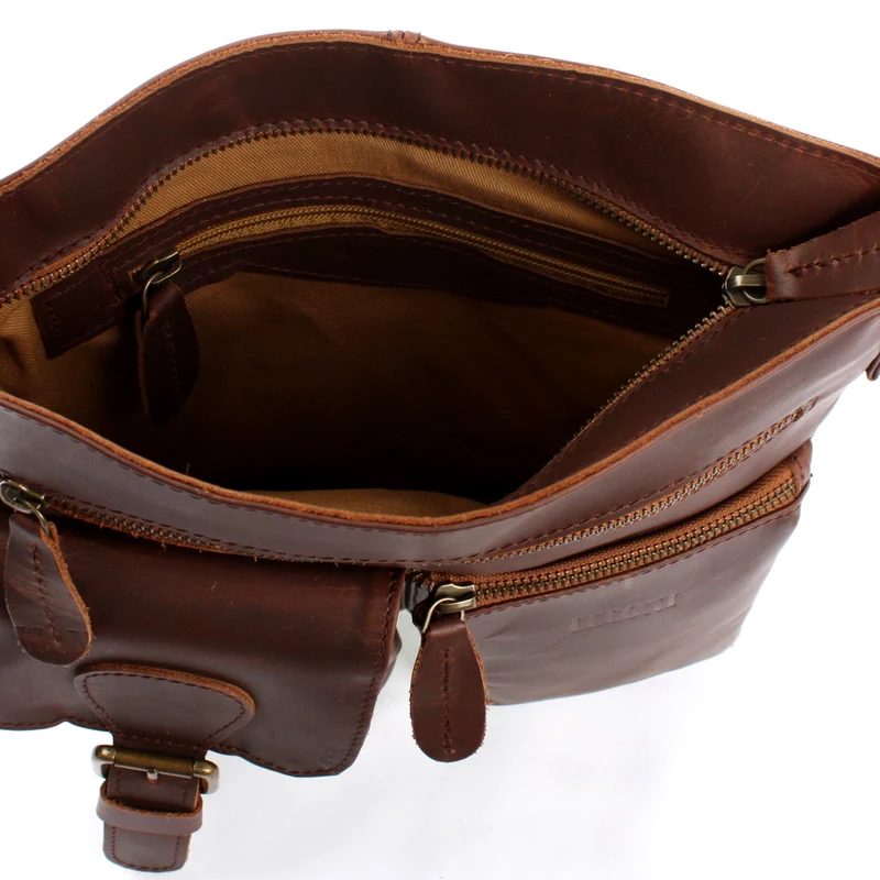 Umhängetasche Schultertasche Ledertasche Leder braun LE3084