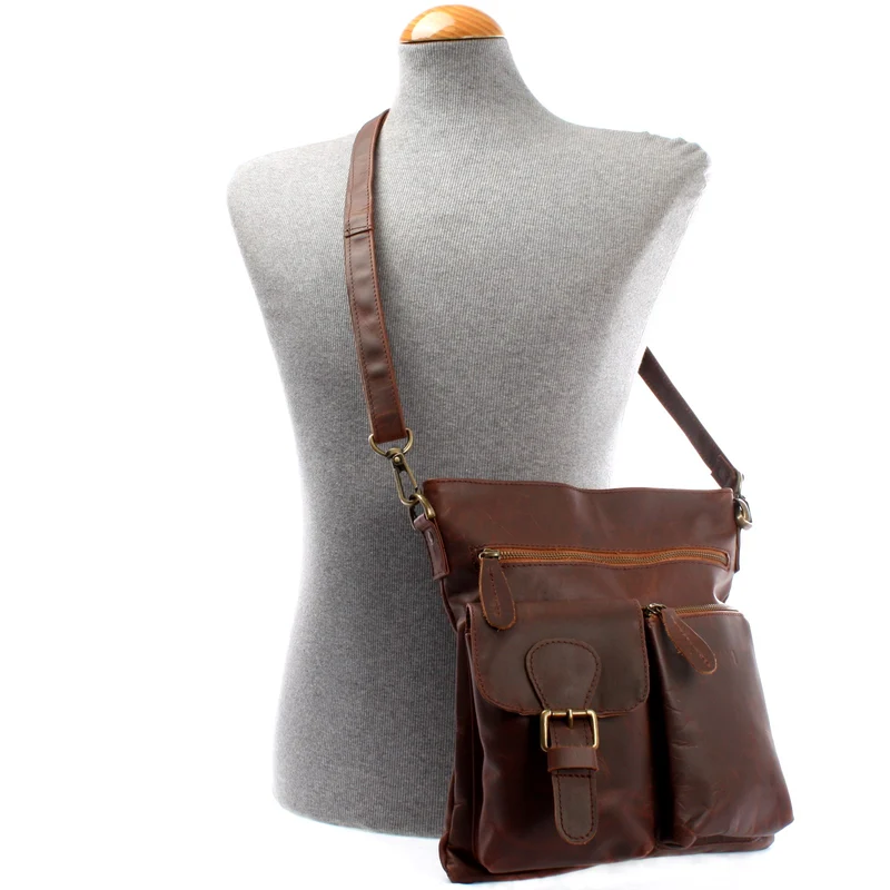 Umhängetasche Schultertasche Ledertasche Leder braun LE3084