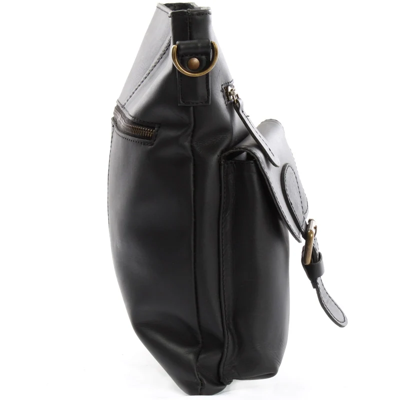 Umhängetasche Schultertasche Ledertasche Leder schwarz LE3084