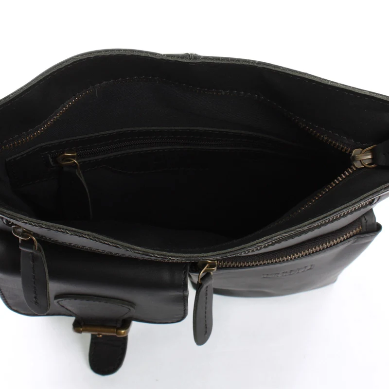 Umhängetasche Schultertasche Ledertasche Leder schwarz LE3084
