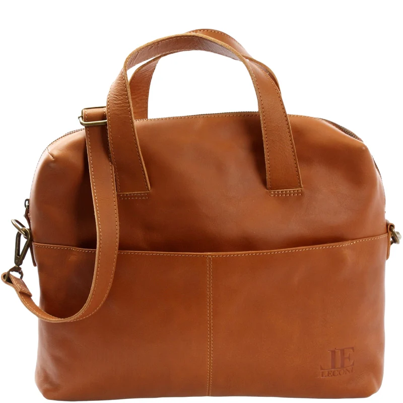 große Schultertasche Henkeltasche Shopper DIN A4 Handtasche Damen Leder cognac LE0059