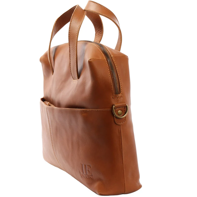 große Schultertasche Henkeltasche Shopper DIN A4 Handtasche Damen Leder cognac LE0059