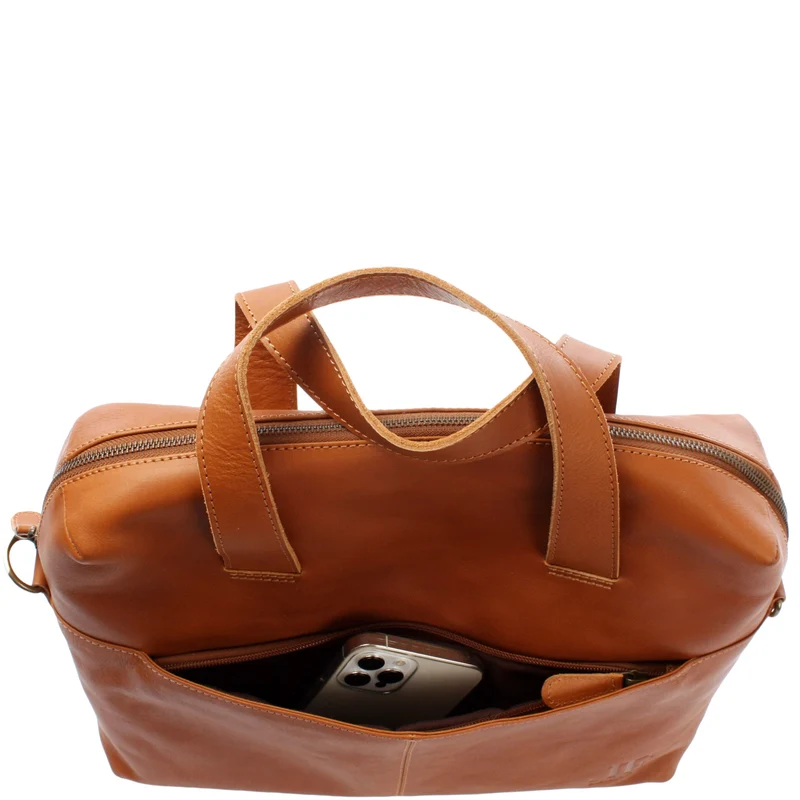 große Schultertasche Henkeltasche Shopper DIN A4 Handtasche Damen Leder cognac LE0059