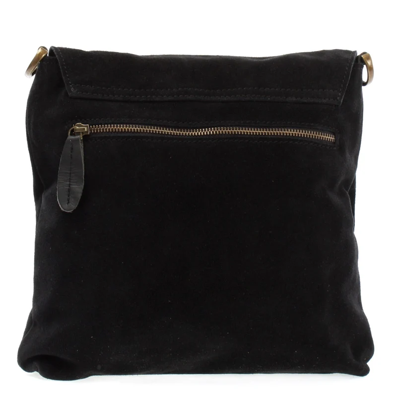 Umhängetasche Schultertasche Veloursleder Leder schwarz LE3027