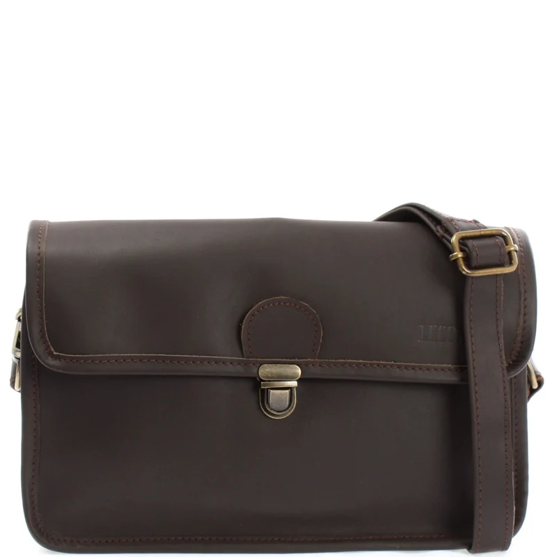 kleine Damentasche Umhängetasche Leder dunkelbraun LE3044