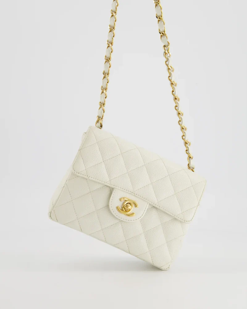 Chanel Vintage Mini Square Flap Caviar Weiß 2004