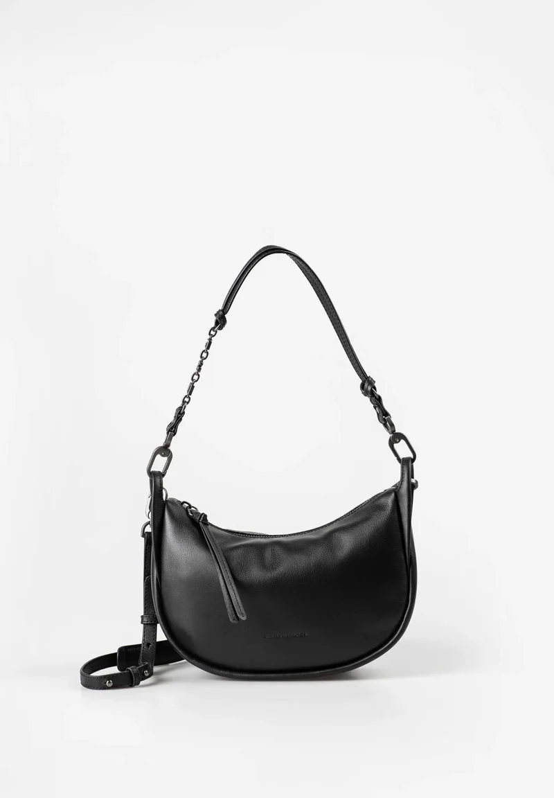 aunts and uncles FAWN JET BLACK -Halfmoon Bag Tasche Rindleder