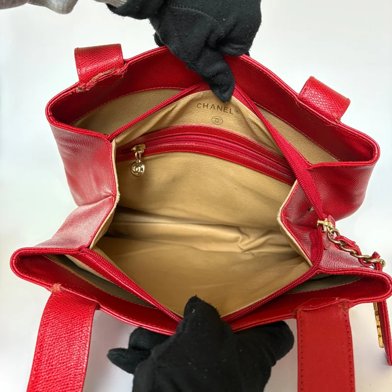 Chanel Große Shopper Rotes Leder