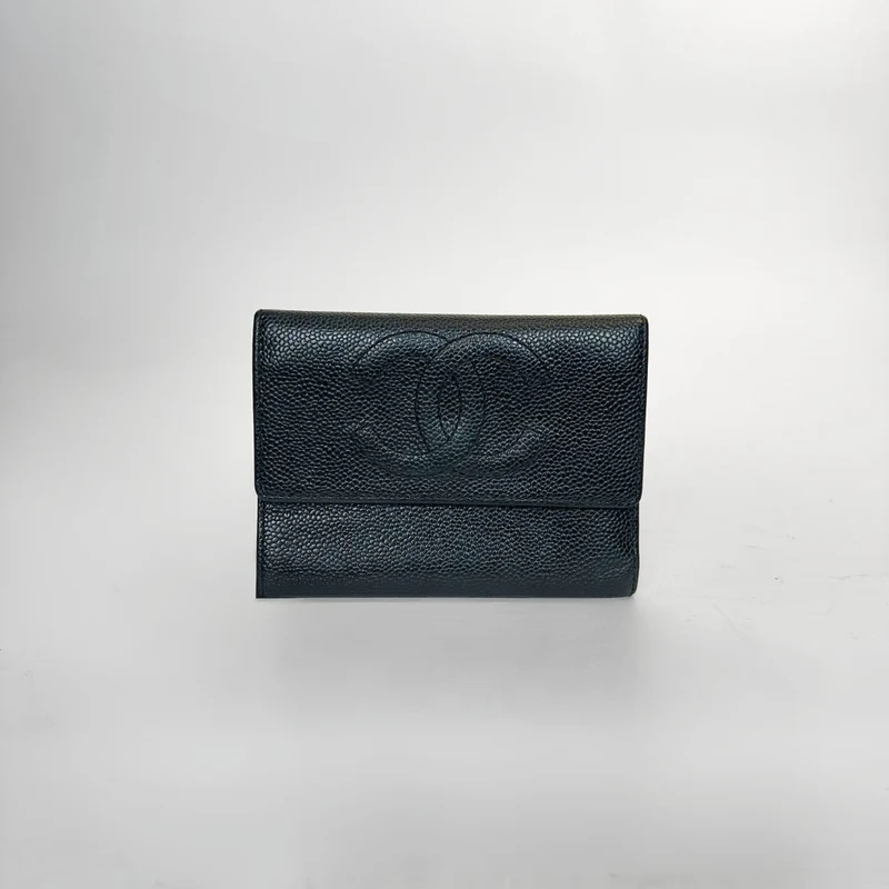 Chanel Geldbörse Mittelgroß Kaviarleder