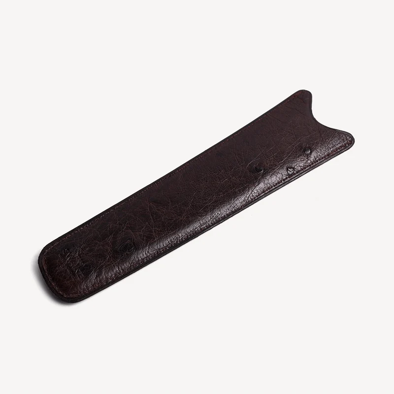 Kammhalter aus Straußenleder - Dunkelbraun