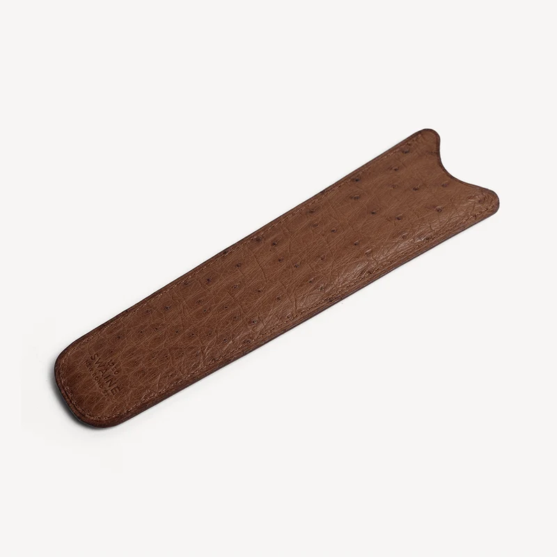 Kammhalter aus Straußenleder - Braun