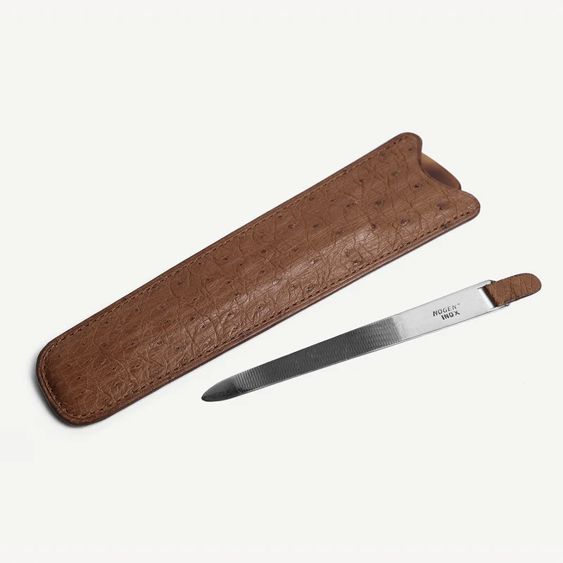 Kammhalter aus Straußenleder - Braun