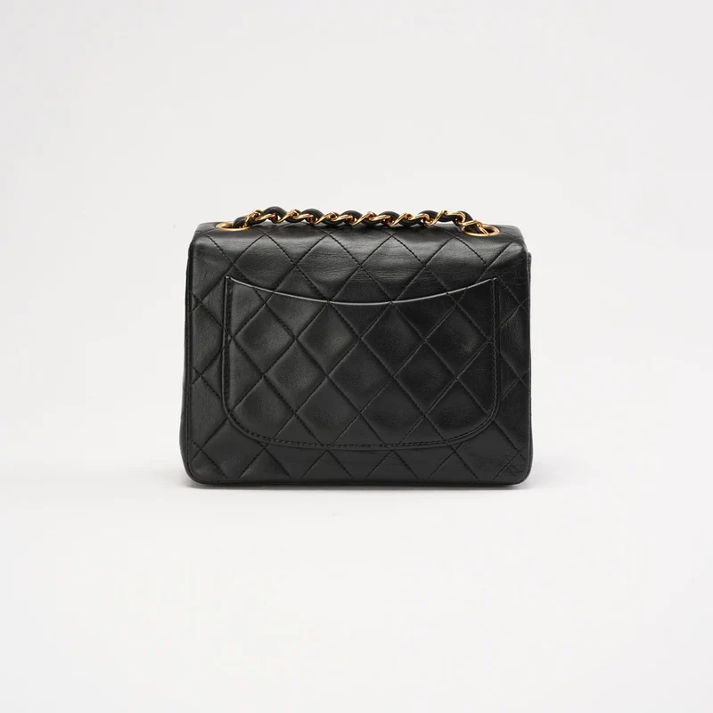 Chanel Vintage Mini Square Classic Flap Lammleder, Schwarz, 1996