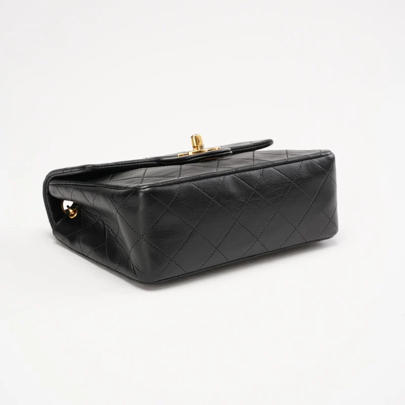Chanel Vintage Mini Square Classic Flap Lammleder, Schwarz, 1996