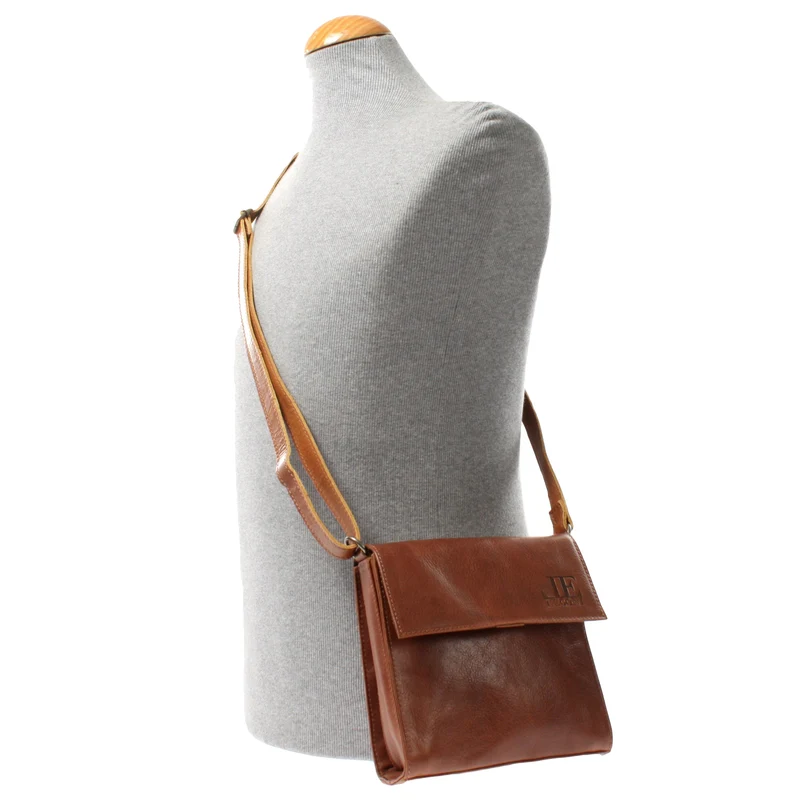 kleine Schultertasche Umhängetasche Damentasche Leder braun LE3082