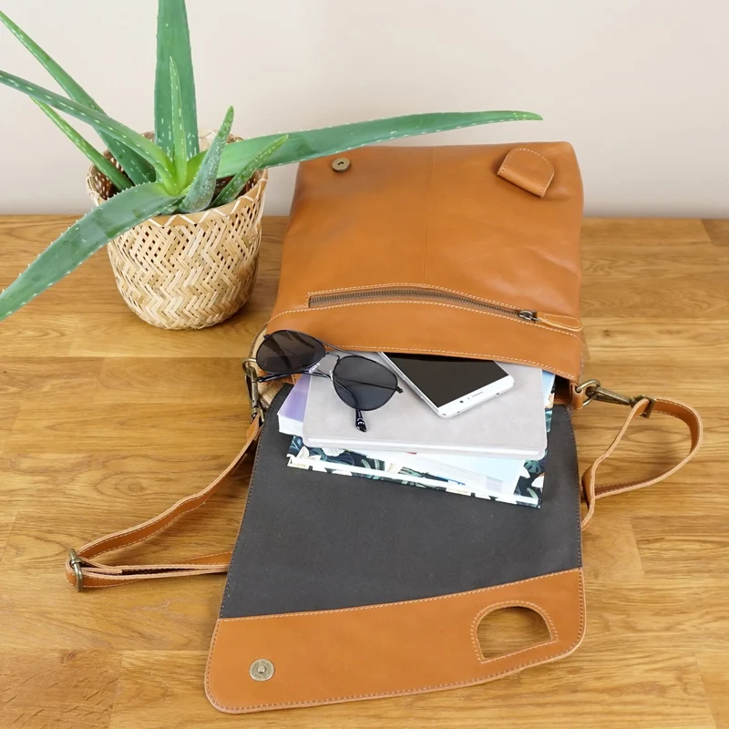 Umhängetasche Ledertasche Schultertasche Leder cognac LE3073
