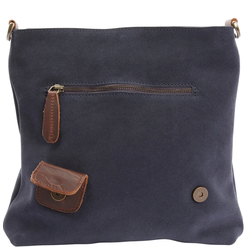 Umhängetasche Damentasche Wildleder Leder indigo blau LE3027