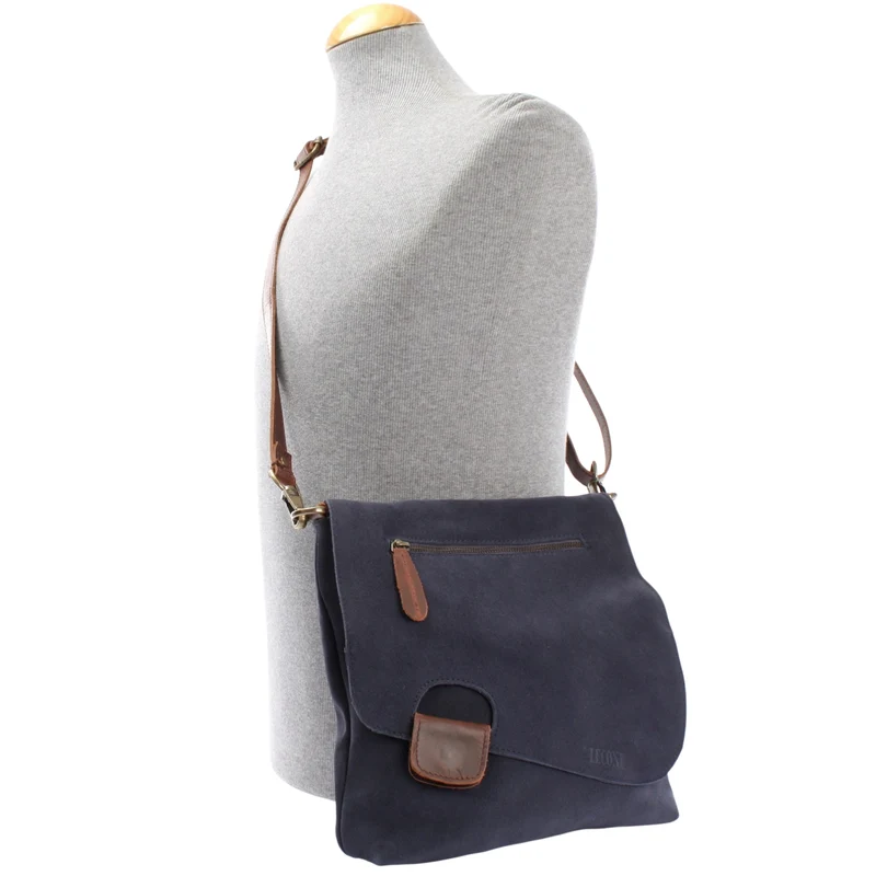 Umhängetasche Damentasche Wildleder Leder indigo blau LE3027