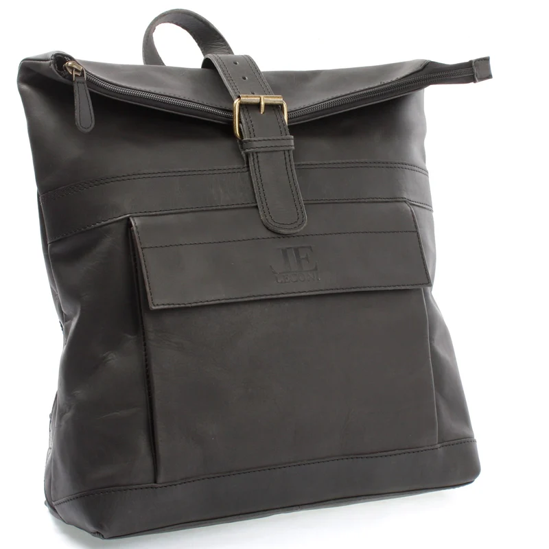 Roll Top Freizeitrucksack Rucksack Leder dunkelgrau LE1034