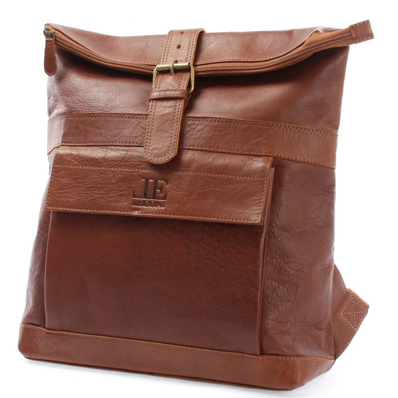 Roll Top Lederrucksack Lederrucksack DIN A4 Leder braun LE1034