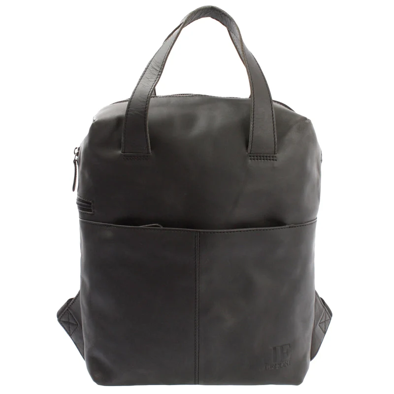 mittlerer Stadtrucksack Lederrucksack Leder dunkelgrau LE1023