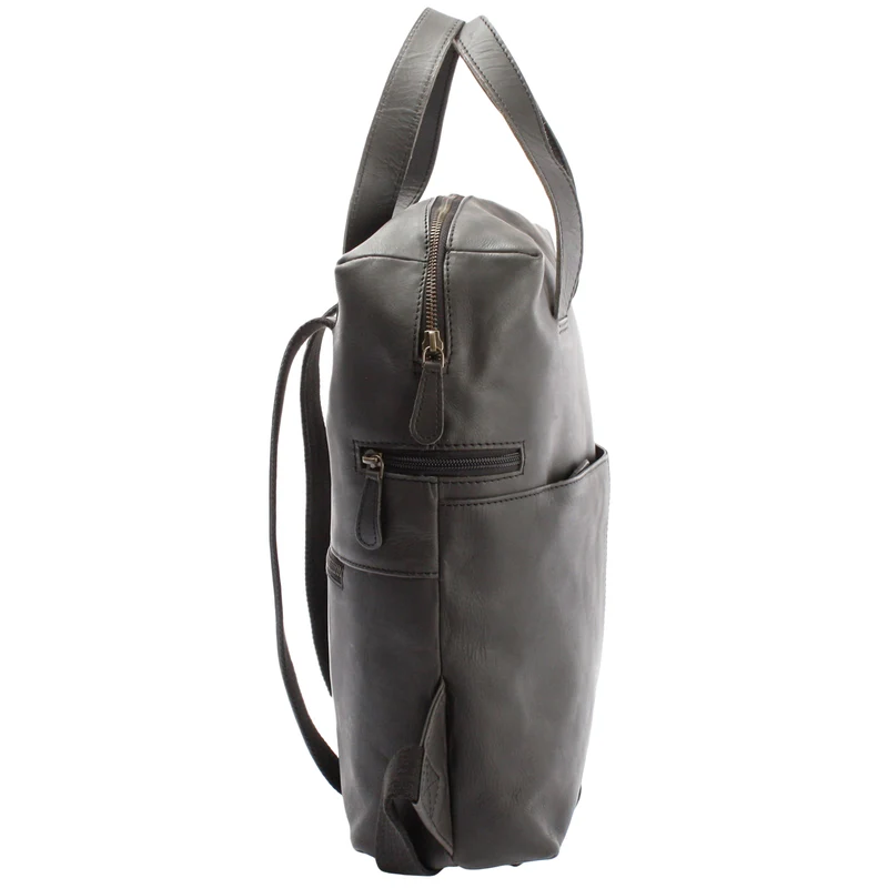 mittlerer Stadtrucksack Lederrucksack Leder dunkelgrau LE1023