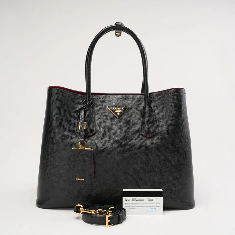 Prada Double Saffiano Medium Double Bag Schwarz