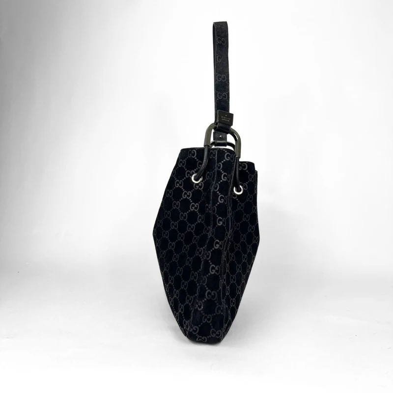 Gucci GG Schultertasche aus schwarzem Wildleder