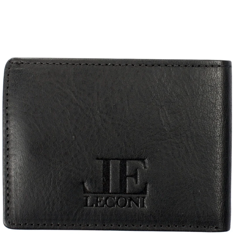 kleine Geldbörse für Damen & Herren Mini Portemonnaie RFID Leder schwarz LE9036
