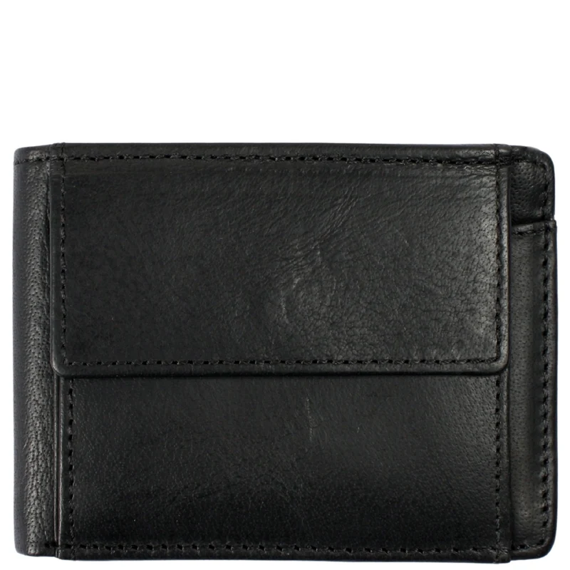 kleine Geldbörse für Damen & Herren Mini Portemonnaie RFID Leder schwarz LE9036