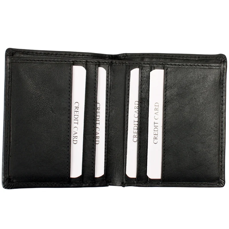 kleine Geldbörse für Damen & Herren Mini Portemonnaie RFID Leder schwarz LE9035