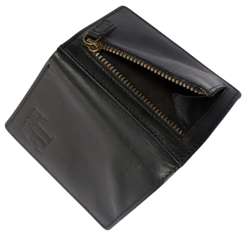 kleine Geldbörse für Damen & Herren Mini Portemonnaie RFID Leder schwarz LE9035