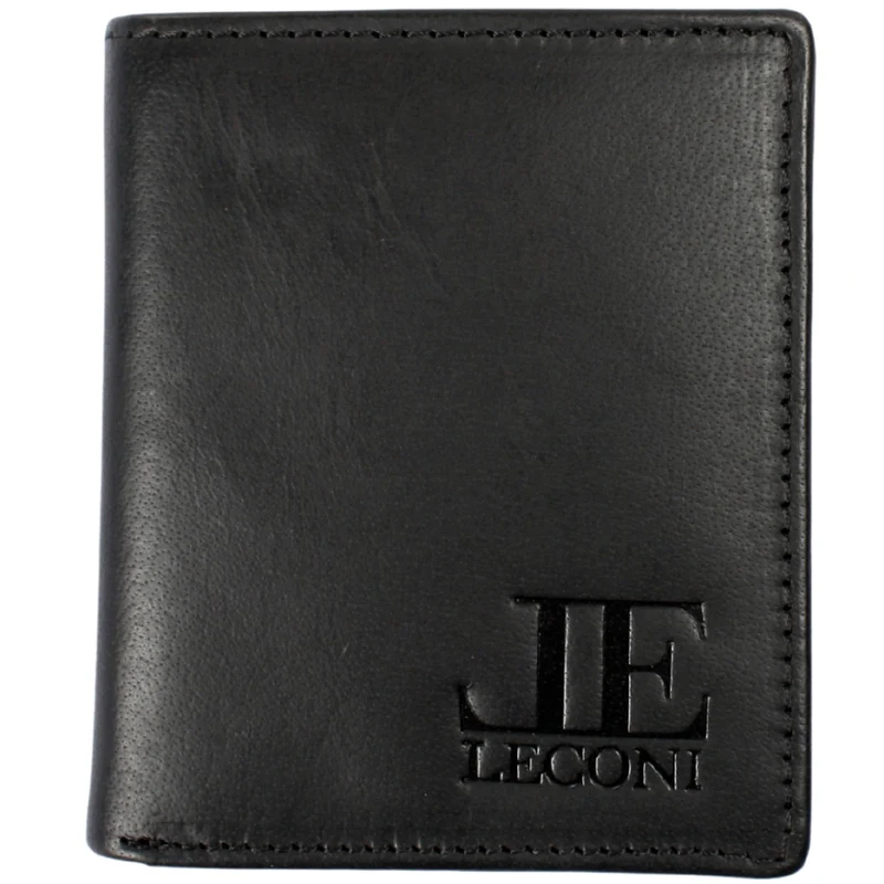 kleine Geldbörse für Damen & Herren Mini Portemonnaie RFID Leder schwarz LE9035