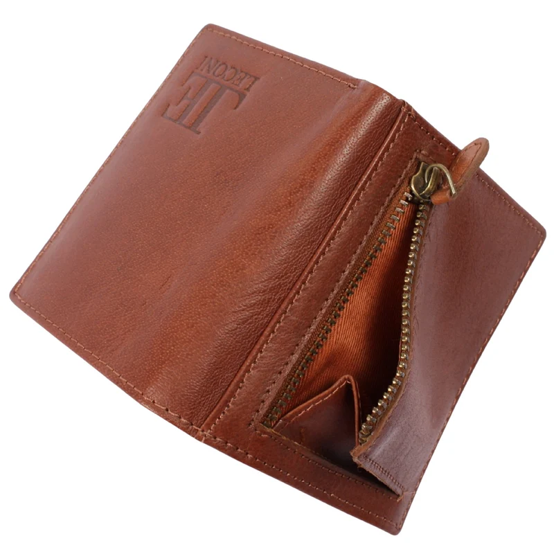 kleine Geldbörse für Damen & Herren Mini Portemonnaie RFID Leder braun LE9035