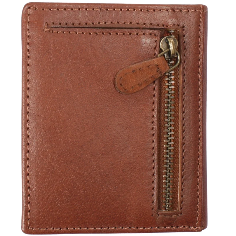 kleine Geldbörse für Damen & Herren Mini Portemonnaie RFID Leder braun LE9035