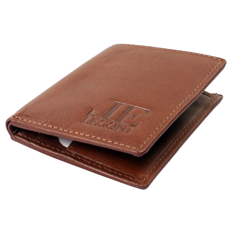 kleine Geldbörse für Damen & Herren Mini Portemonnaie RFID Leder braun LE9035