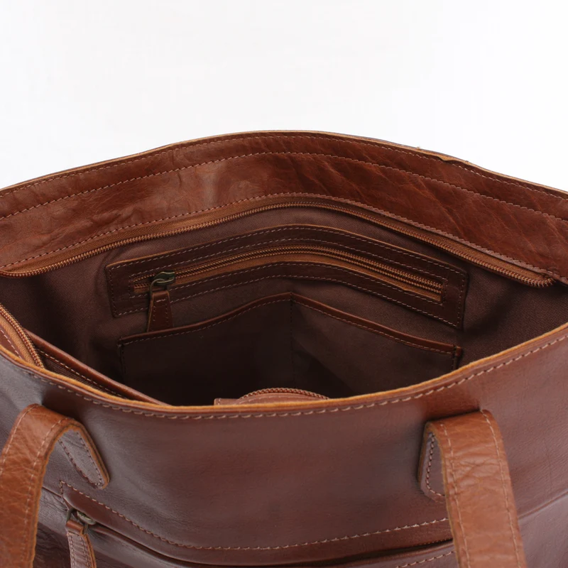Schultertasche Damentasche DIN A4 Leder braun LE0071