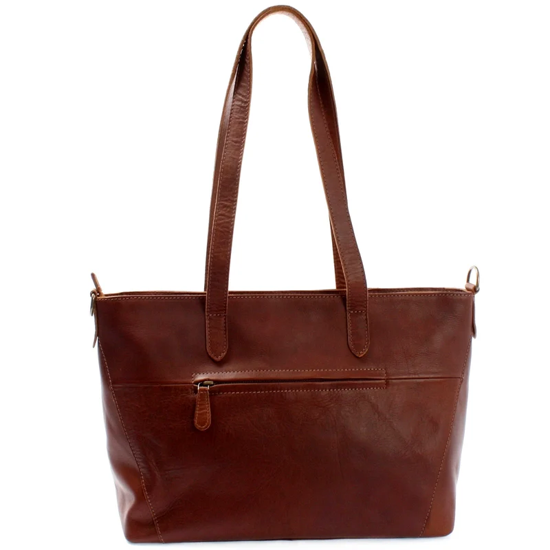 Schultertasche Damentasche DIN A4 Leder braun LE0071