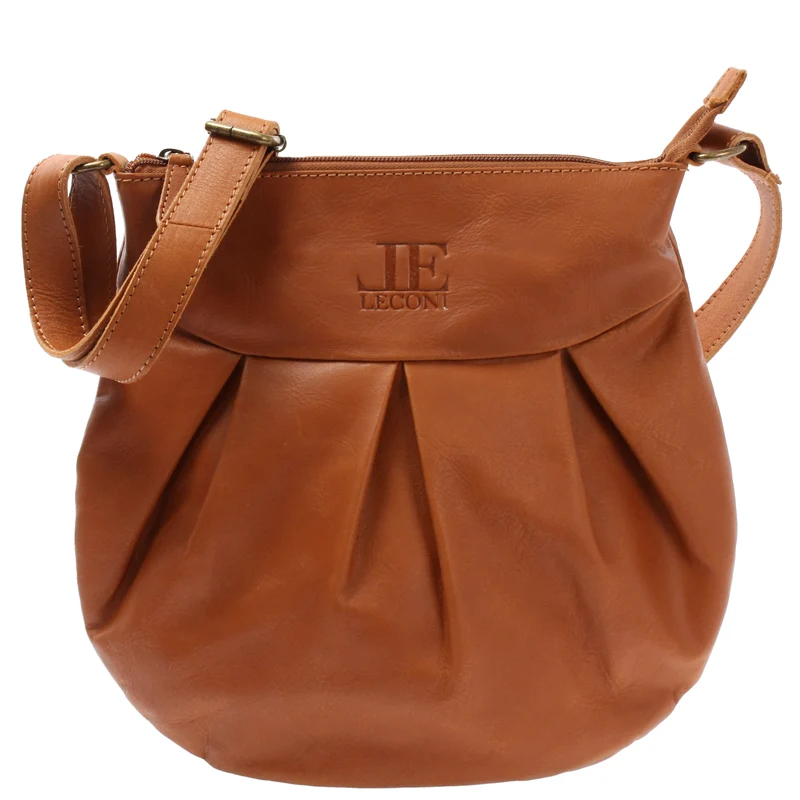 kleine Umhängetasche Damentasche Leder cognac LE0070