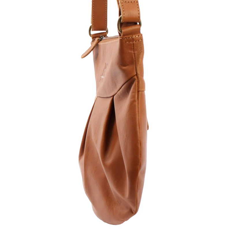 kleine Umhängetasche Damentasche Leder cognac LE0070