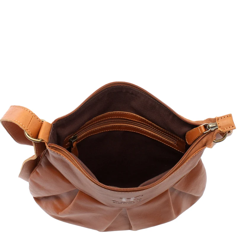 kleine Umhängetasche Damentasche Leder cognac LE0070