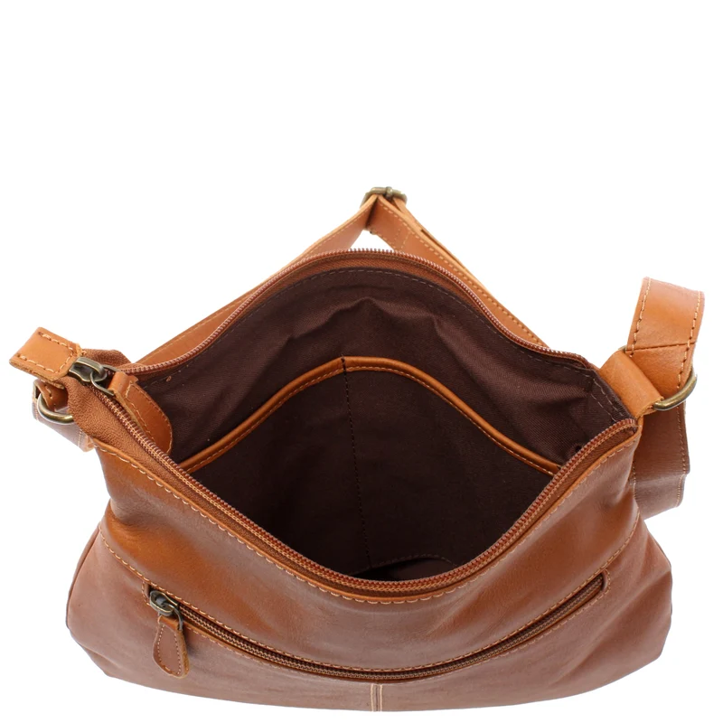 kleine Umhängetasche Damentasche Leder cognac LE0070