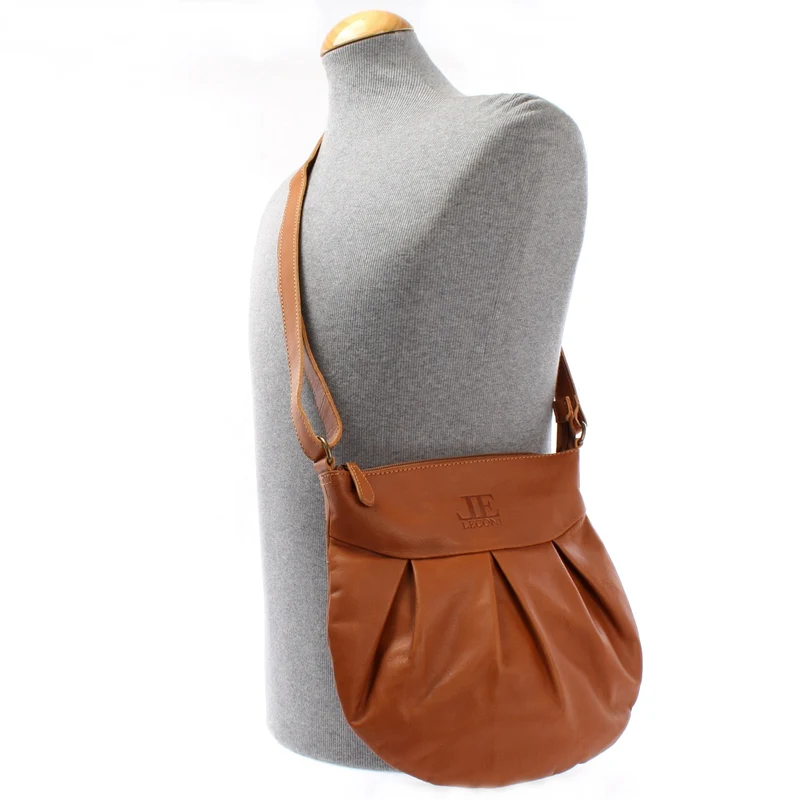 kleine Umhängetasche Damentasche Leder cognac LE0070
