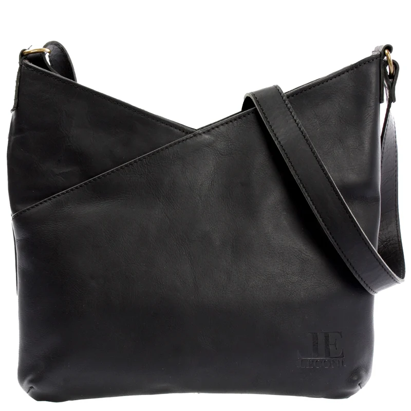 Damentasche Umhängetasche Handtasche Leder schwarz LE0065