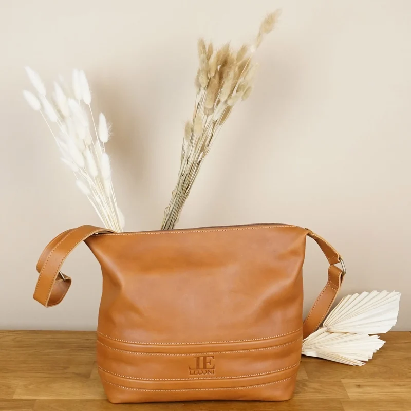 Umhängetasche Ledertasche Damentasche Leder cognac LE0064
